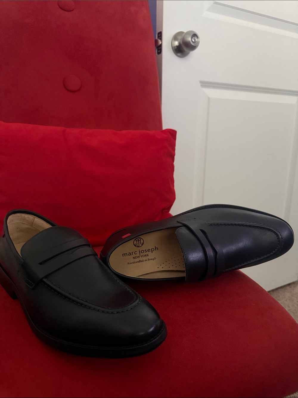 Marc Joseph New York Black Leather Penny Loafers for Men